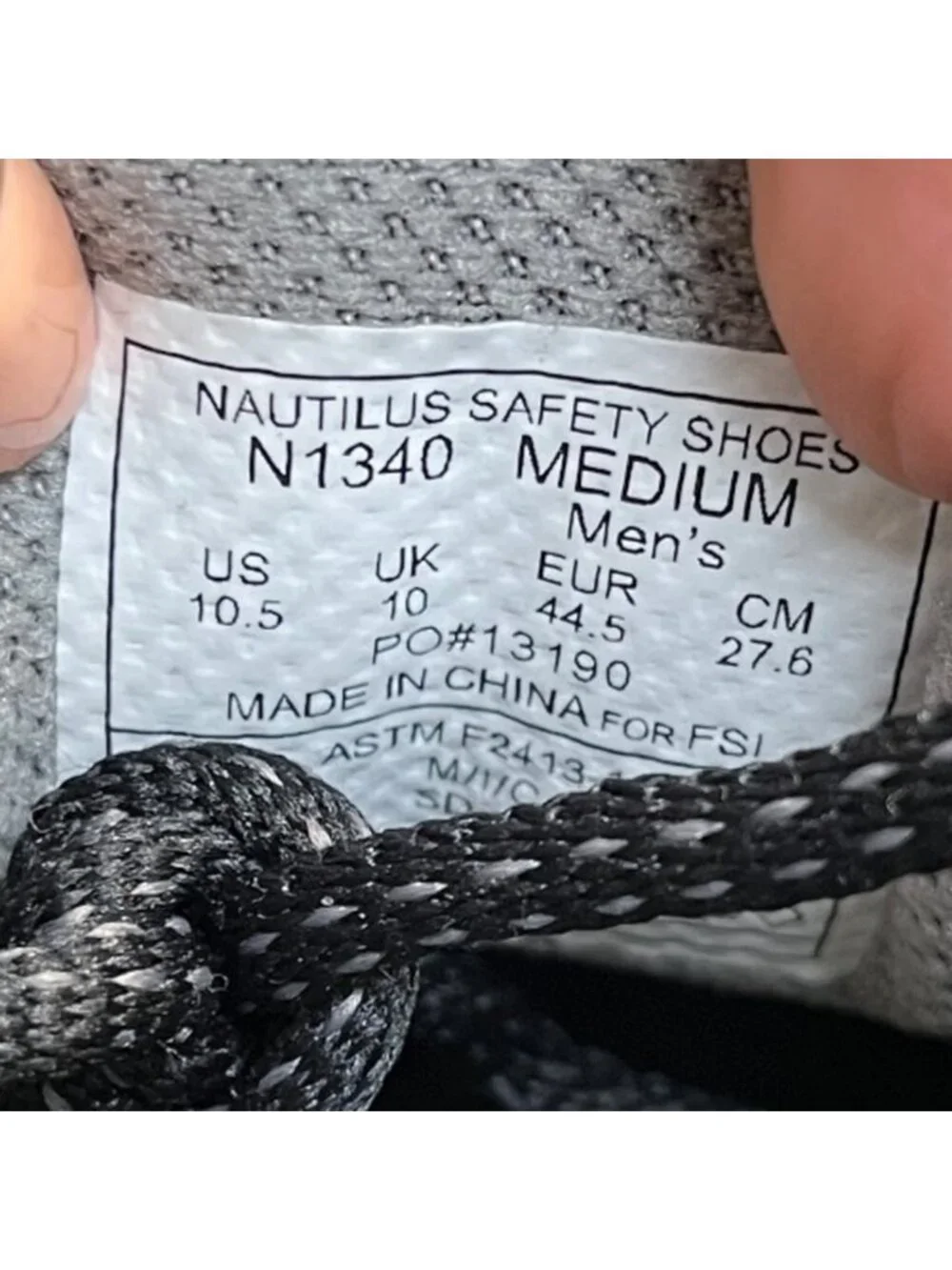 Nautilus Safety Mens Size 10.5 Gray Black Composite Toe Working Shoes Sneakers